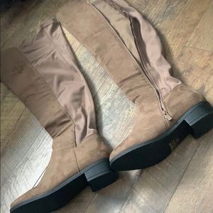 Over the knee brown boots